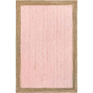 Exquisite Hand Braided Jute Pink Rug with Brown Border