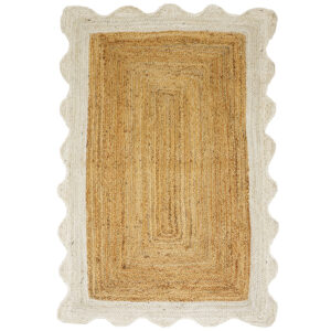 Premium White Scalloped Rug - 8x10 Hand Braided Jute Rug