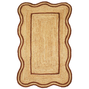 Artisanal Hand Braided Jute Rug - Brown Scalloped Trim