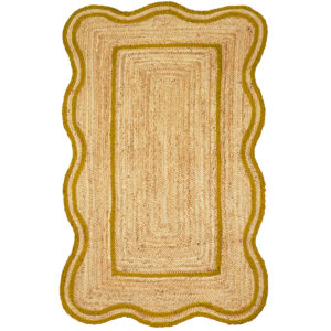 Scalloped Edge Jute Rug - Olive Green Bordered Jute Carpet1