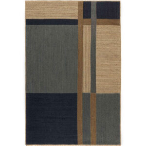 Handmade Jute Braided Color Striped Area Rug Natural Fiber Floor Rug