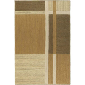 Handmade Jute Braided Modern Patchwork Area Rug Yellow Olive Home Decor