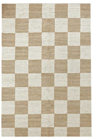 Exquisite Hand Woven Rug – Beige Checkered 4x6 Rug
