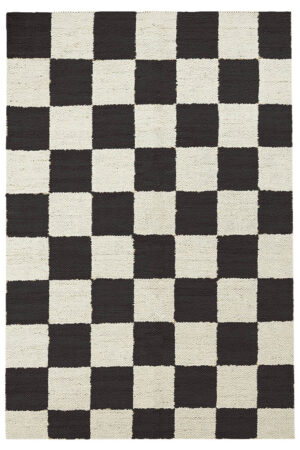 Exquisite Hand Woven Rug – Black Checkered 4x6 Rug